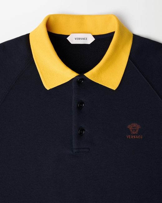 Versace Blue Embroidered Cotton-Jersey Sweatshirt for men