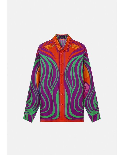 Versace Medusa Music Silk Shirt in Orange for Men - Lyst