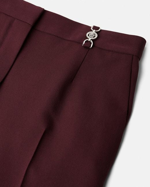 Versace Red Wool-Blend Formal Pants