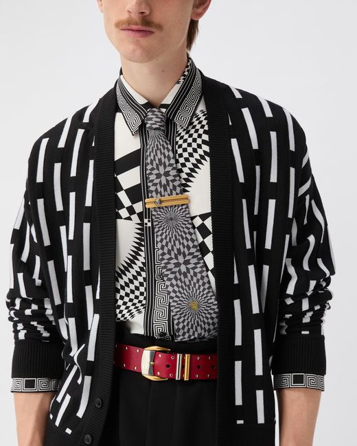 Versace White Jacquard Silk Twill Tie for men