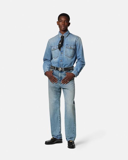 Versace Blue Pencil Jeans for men
