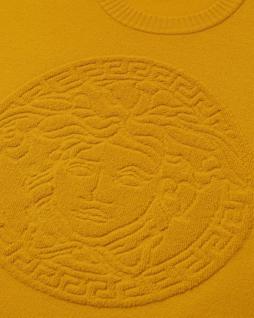 Versace Yellow Medusa Frottee-Pullover Aus Wollmischung