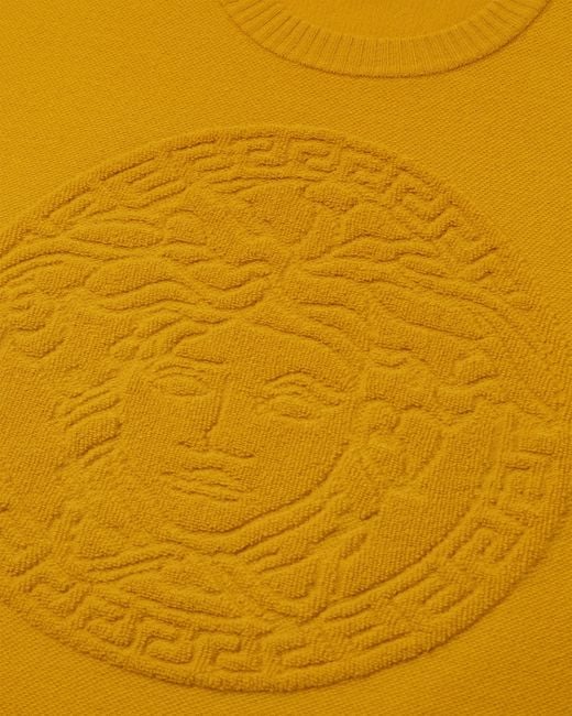 Versace Yellow Cashmere-Blend Medusa Knit Sweater