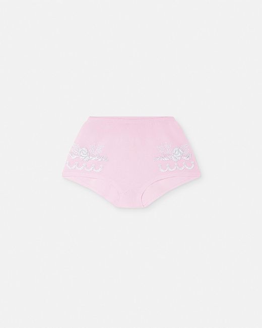 Versace Pink Embroidered Cashmere Knit Shorts