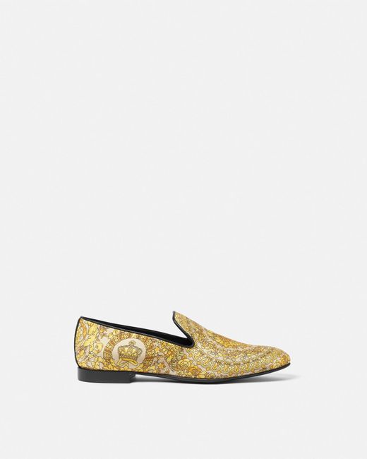 Versace Metallic Barocco Satin Slippers for men