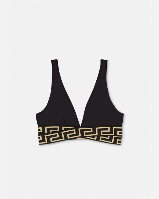 Versace Black Greca Border Triangle Bikini Top