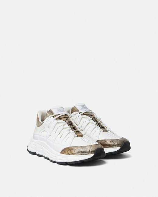 Versace White Trigreca Lizard-Effect Sneakers for men