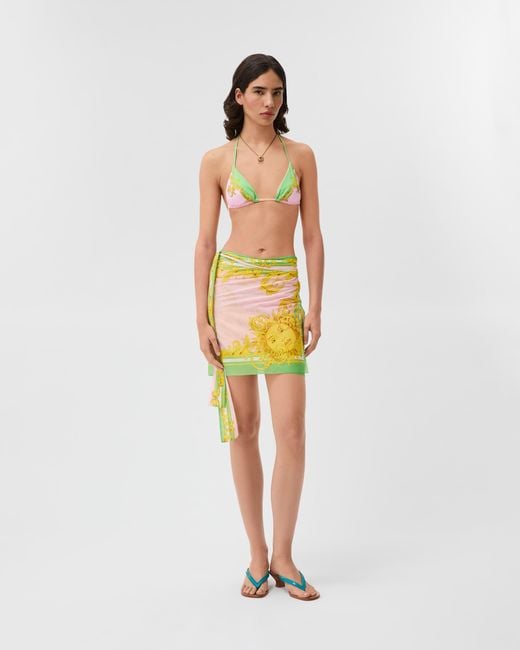 Versace Multicolor Printed Cotton & Silk Voile Cover-Up Skirt