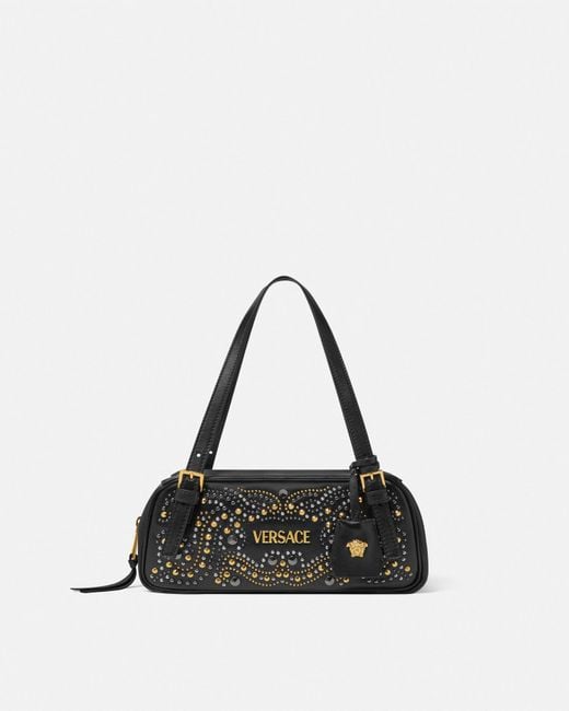 Borsa Bowling Con Borchie Tag di Versace in Black