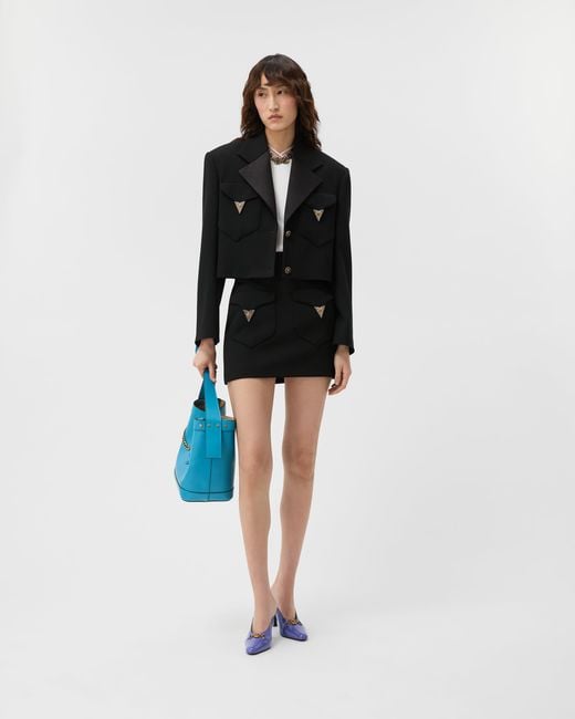Versace Black Wool Mini Skirt