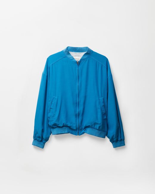 Versace Blue Silk Poplin Zip Blouson