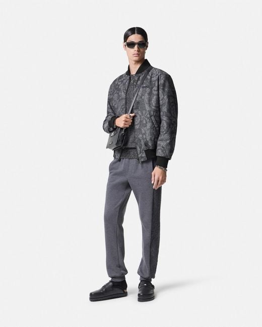 Versace Gray Barocco Reversible Bomber Jacket for men