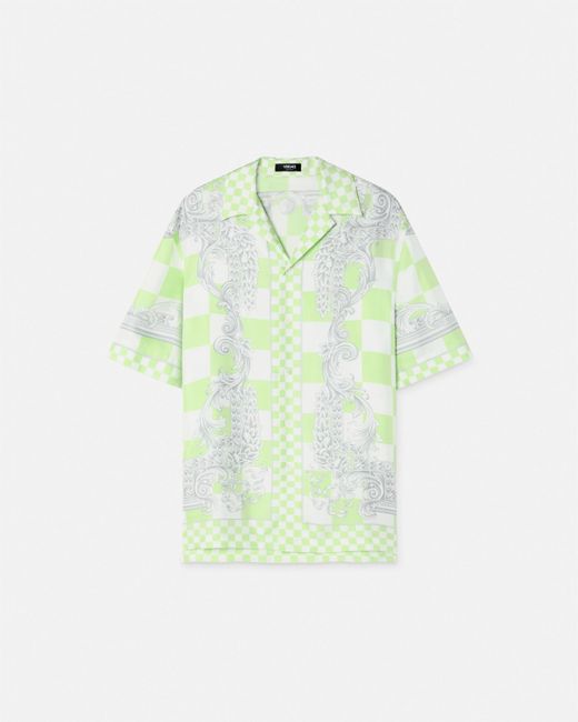 Versace Green Medusa Contrasto Silk Shirt for men