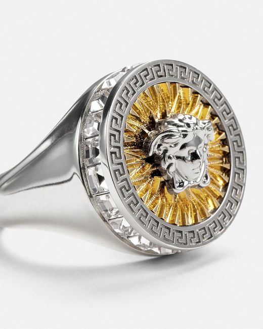 Versace White Crystal Icon Ring for men