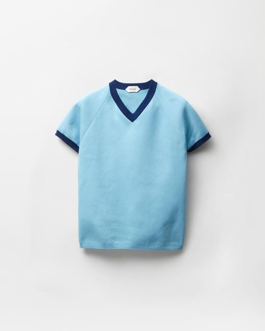 Versace Blue Cotton Knit T-Shirt for men