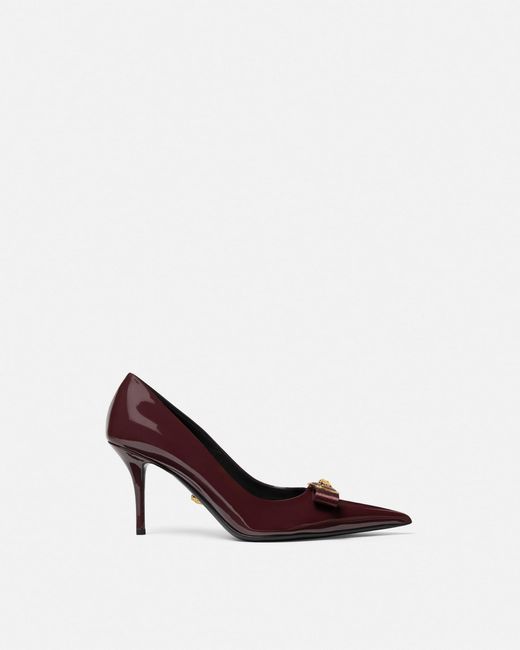 Versace White Gianni Ribbon Patent Pumps 85 Mm