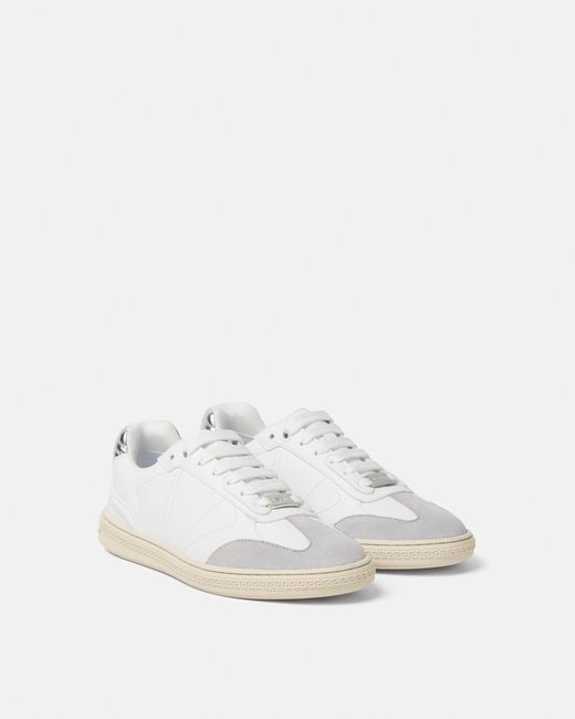 Versace White Greca Court Sneakers
