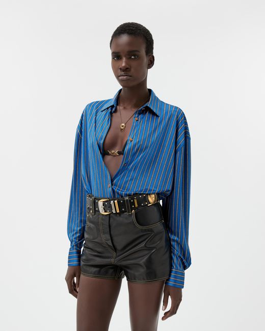 Versace Blue Viscose-Jersey Shirt