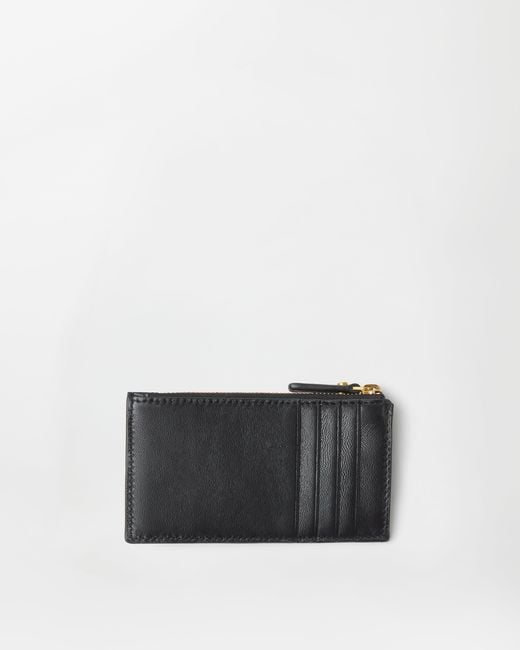 Versace White Emblème Leather Zip Card Holder