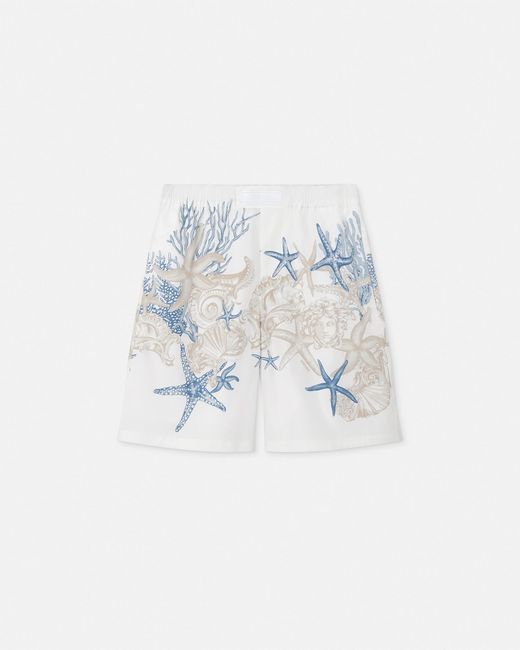 Versace White Barocco Sea Cotton Shorts for men