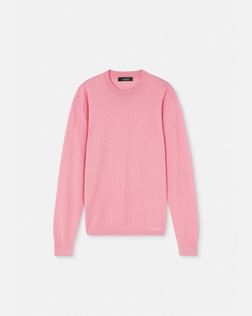 Versace Pink La Greca Sweater for men