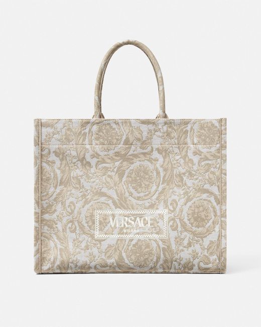 Versace White Barocco Athena Large Tote Bag