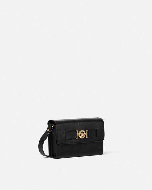 Versace Black Medusa Biggie Leather Messenger Bag for men