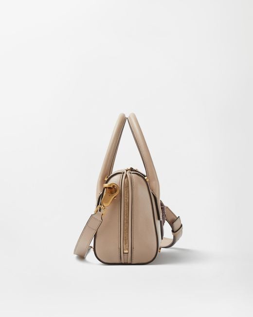 Versace Natural Roomy Small Leather Boston Bag