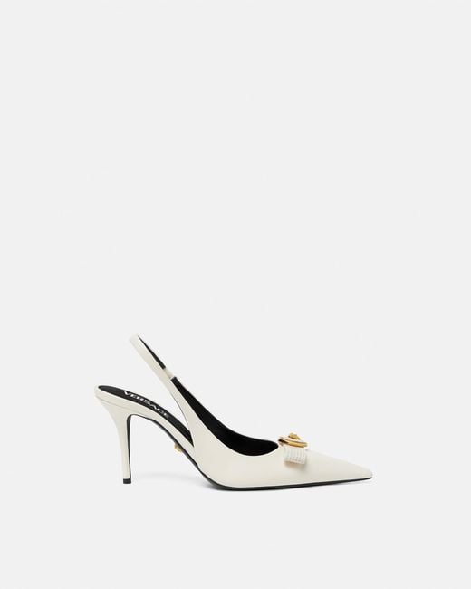 Versace White Gianni Ribbon Patent Slingbacks 85 Mm