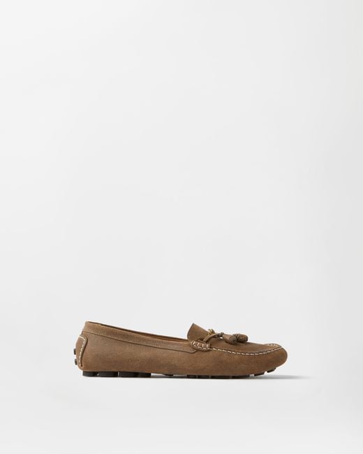 Versace White Robin Suede Driver Shoes for men