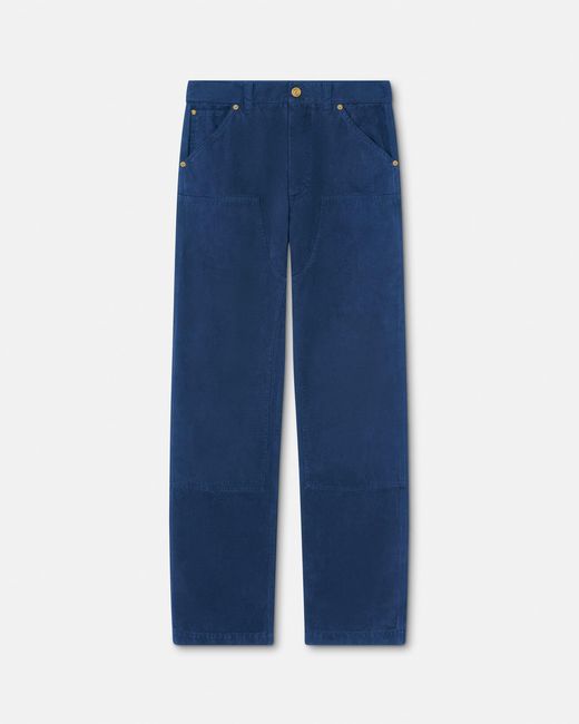 Versace Blue Overdyed Canvas Carpenter Pants for men