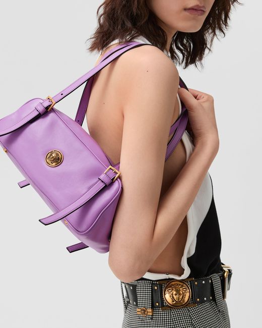 Versace Purple Emblème Nappa Bowling Bag