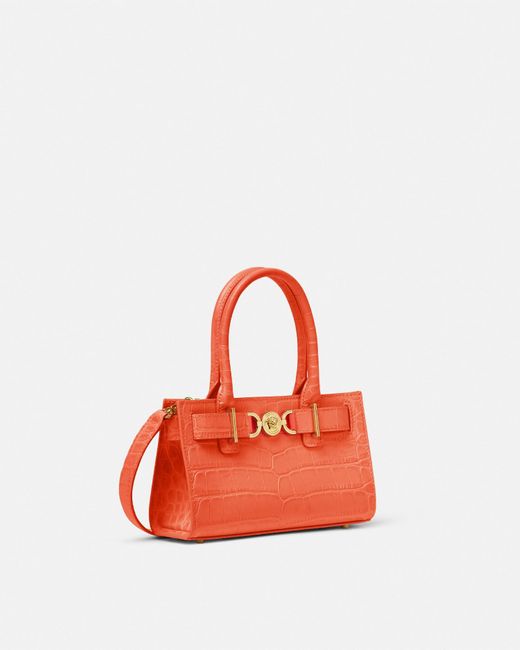 Versace Red Croc-effect Medusa '95 Small Tote Bag