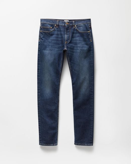 Versace Blue Embroidered-Detail Slim Jeans for men