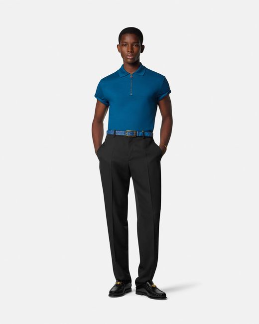 Versace Black Wool Tapered Formal Pants for men