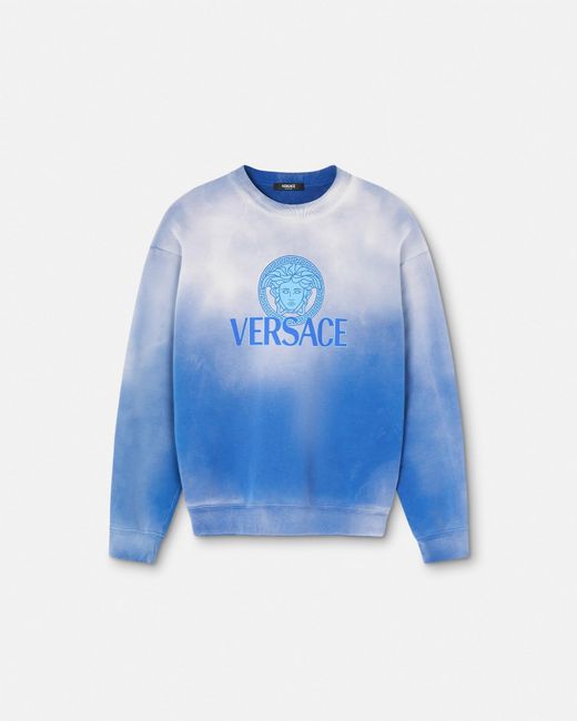Versace Blue Medusa Logo Gradient Sweatshirt for men