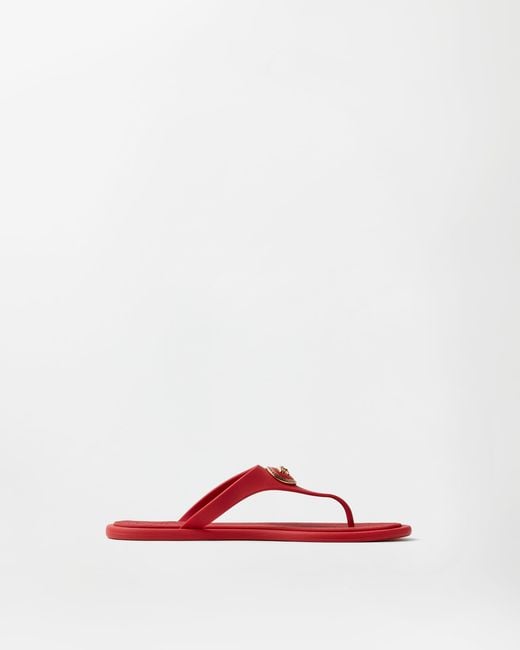 Versace Red Alia Rubber Flat Sandals