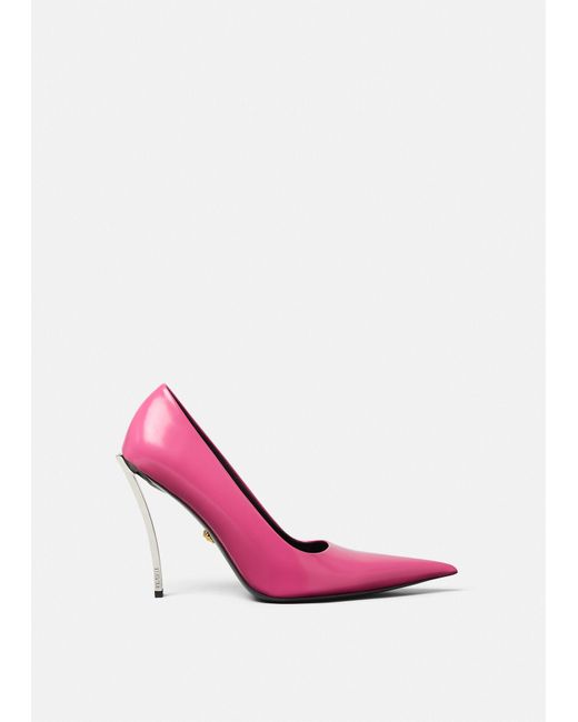 Versace Leather Pin-point Pumps in Pink | Lyst