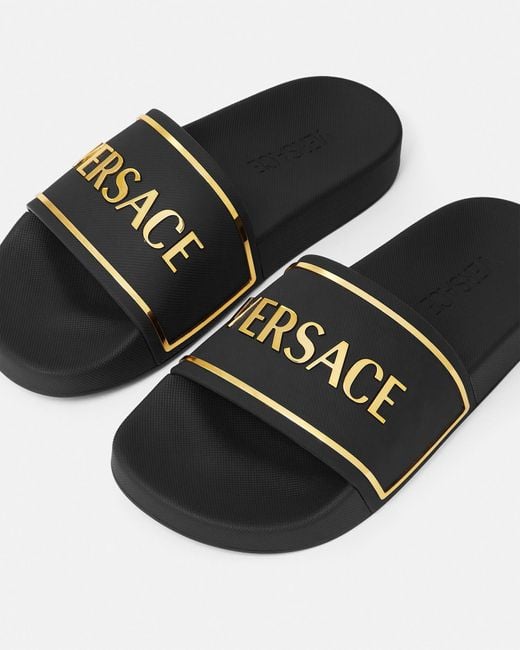 Versace Black Flip-Flops & Slides