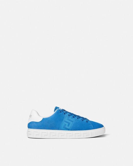 Versace Blue Suede Greca Sneakers for men