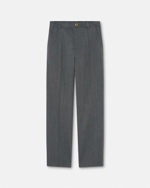 Versace Gray Mouliné Wool Pants for men