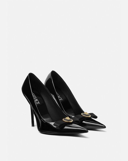 Versace White Gianni Ribbon Patent Pumps 110 Mm