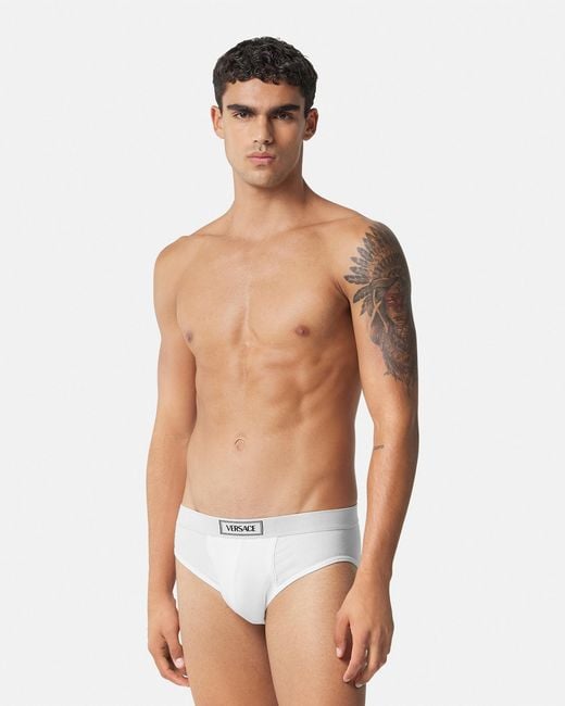 Versace White Cotton Briefs for men