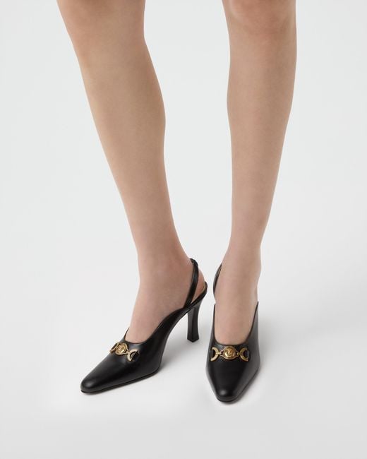 Versace White Marisa Leather Slingbacks 90 Mm