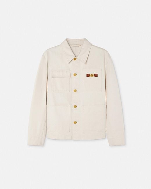 Versace Natural Medusa Biggie Cargo Denim Jacket for men