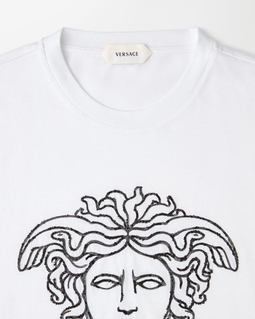 Versace White Embroidered-Logo Cotton-Jersey T-Shirt for men