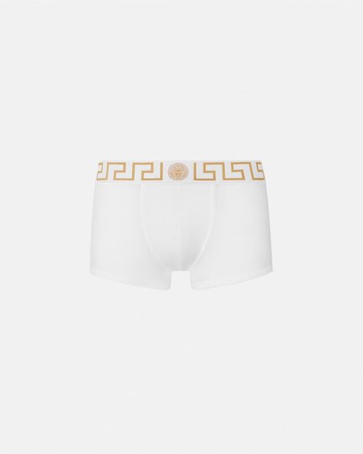 Versace White Boxer Adhérent À Bordure Greca for men