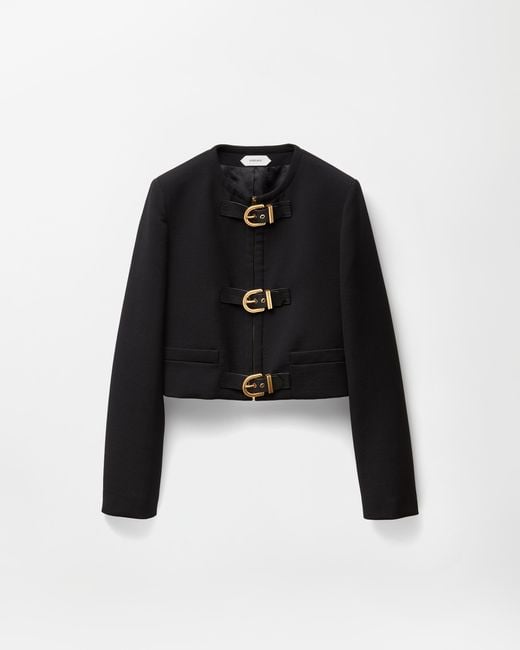 Versace Black Natté Wool Crop Jacket