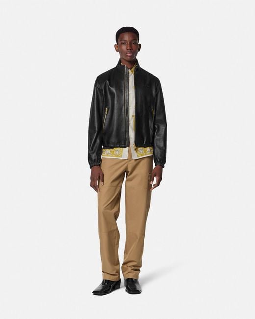 Versace Black Plongé Leather Jacket for men