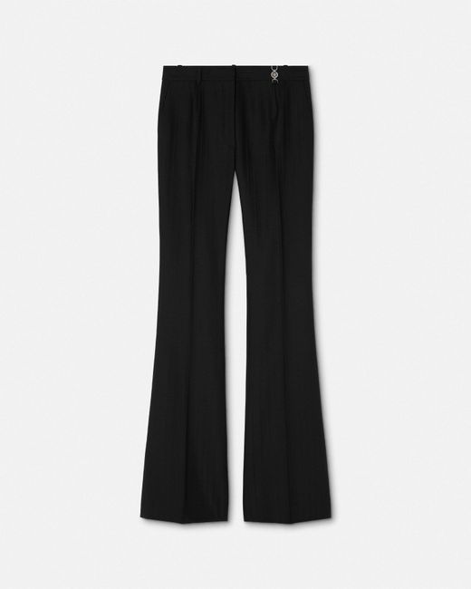 Versace Black Wool Pinstripe Dv Pants